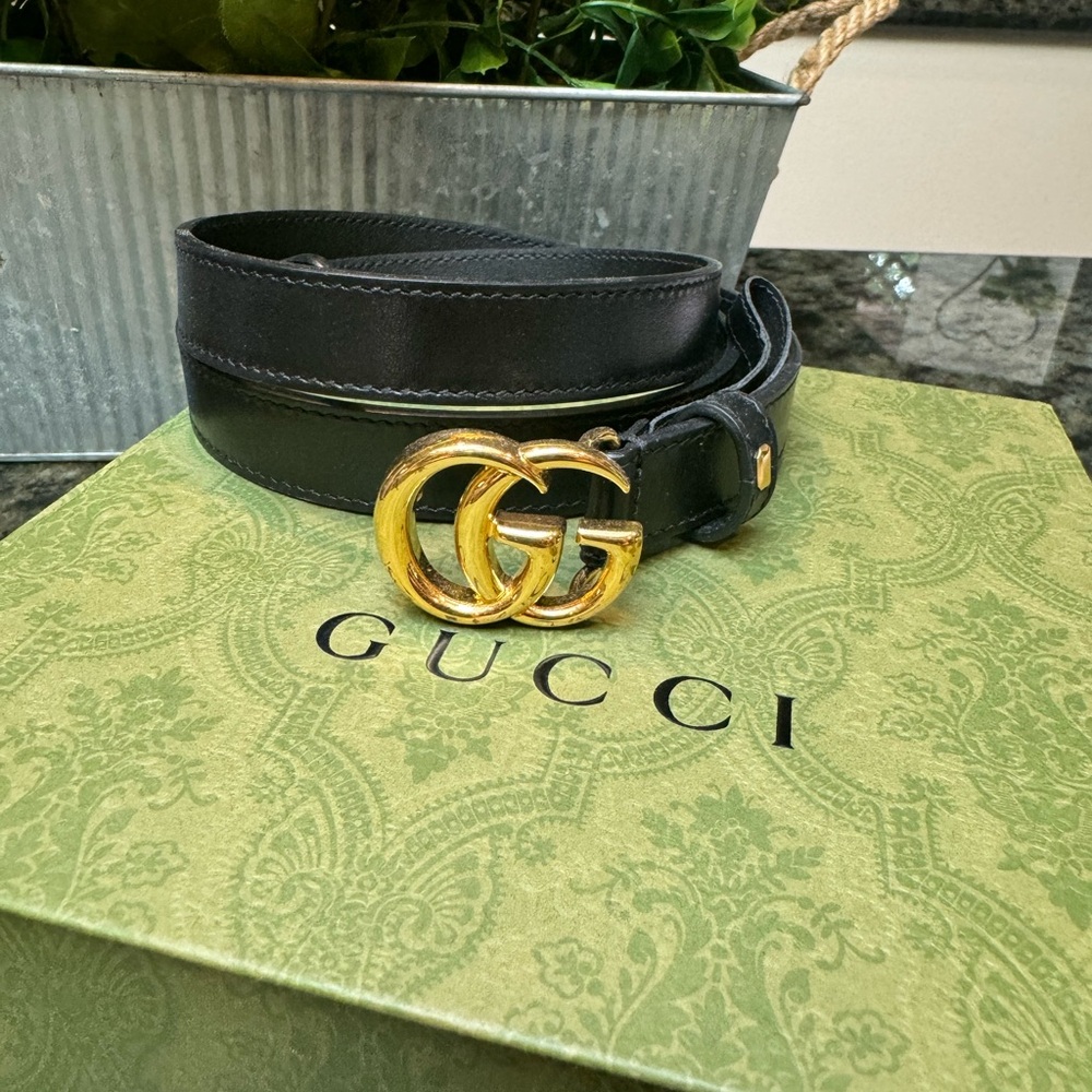 Gucci Black Belt with Gold Buckle